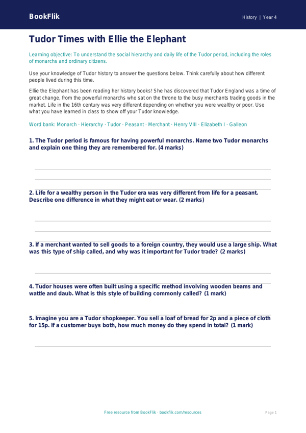History tudors worksheet grade 3 core worksheet preview — History Tudors