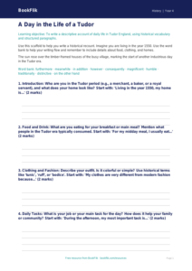 History tudors writing frame grade 3 core