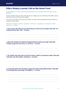 Free WW2 Writing Frame | Grade 3 | History | BookFlik