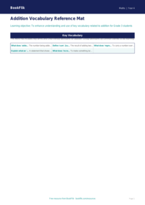 Free Addition Word Mat | Grade 3 | Math | BookFlik