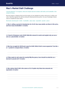 Free Decimals Activity Sheet for Grade 3 Students | Math | BookFlik