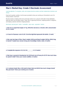 Free Decimals Assessment | Grade 3 | Math | BookFlik