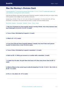 Free Division Quiz | Grade 3 | Math | BookFlik