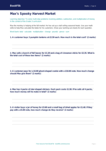 Free Halloween Maths Activity Sheet | Grade 3 | Math | BookFlik
