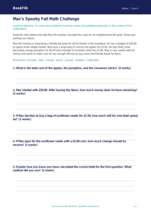 Free Halloween Maths Track Sheet | Grade 3 | Math | BookFlik