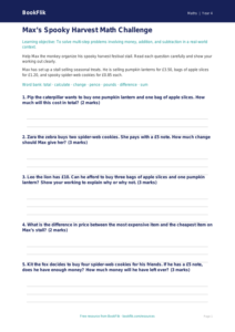 Free Halloween Maths Worksheet | Grade 3 | Math | BookFlik