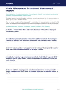 Free Measurement Assessment | Grade 3 | Math | BookFlik