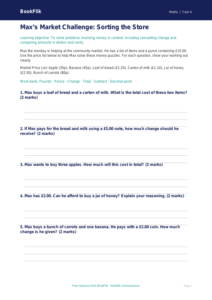 Free Money Activity Sheet | Grade 3 | Math | BookFlik