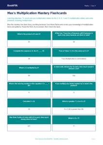 Free Multiplication Flashcards | Grade 3 | Math | BookFlik