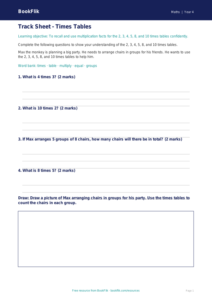 Free Times Tables Track Sheet for Grade 3 Math Practice | BookFlik
