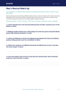 Music composers activity sheet grade 3 core