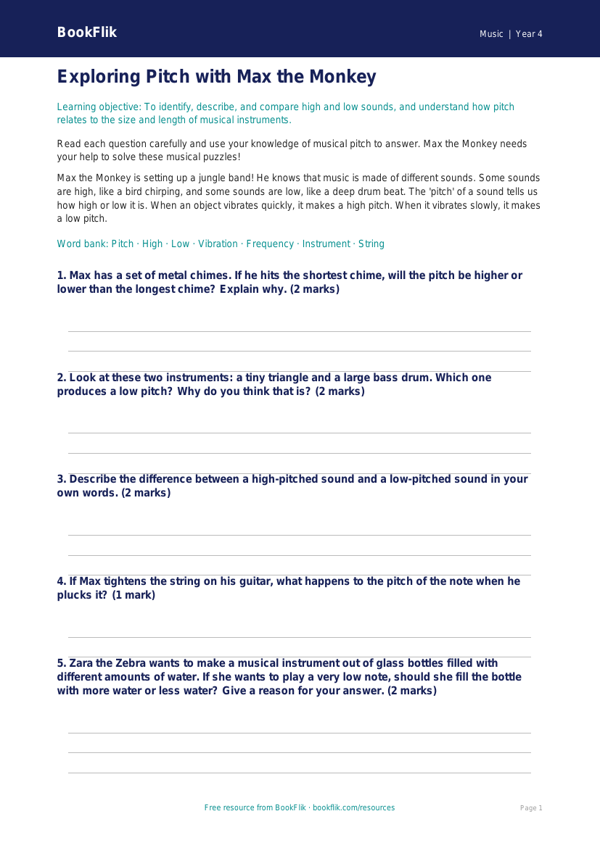 Music pitch worksheet grade 3 core worksheet preview — Music Pitch