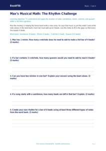 Music rhythm activity sheet grade 3 core