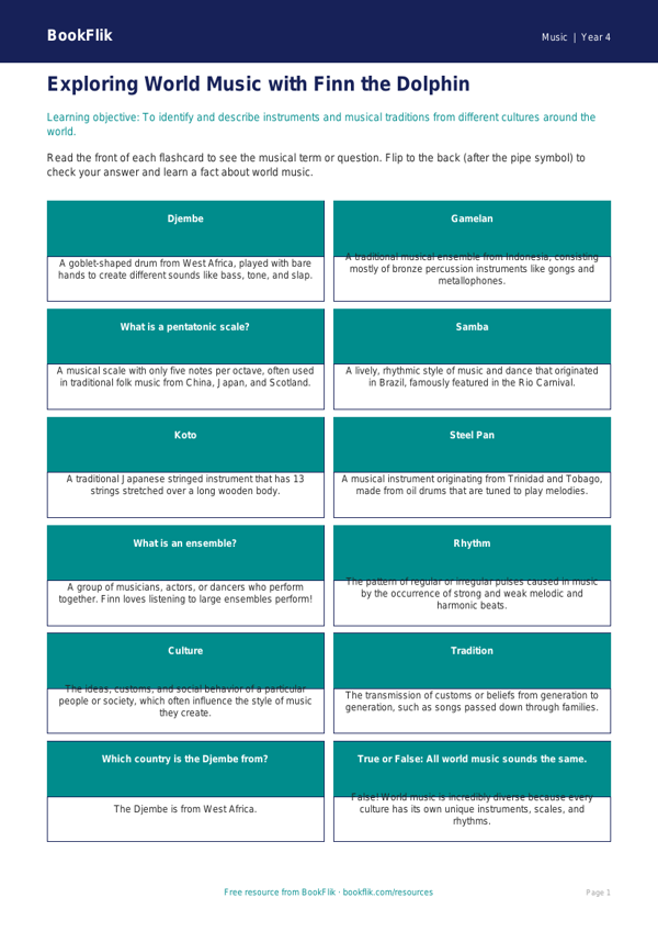 Music world music flashcards grade 3 core worksheet preview — Music World Music