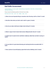Free Ball Skills Assessment | Grade 3 | Physical Education | BookFlik