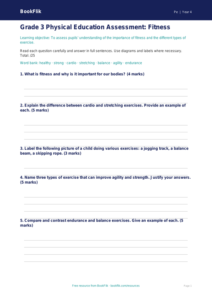 Free Fitness Assessment for Grade 3 Physical Education | BookFlik