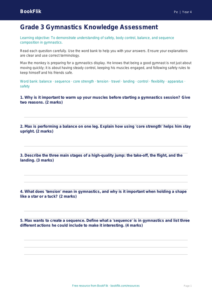 Free Gymnastics Assessment for Grade 3 | Physical Education | BookFlik