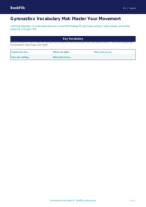 Free Gymnastics Word Mat for Grade 3 Physical Education | BookFlik