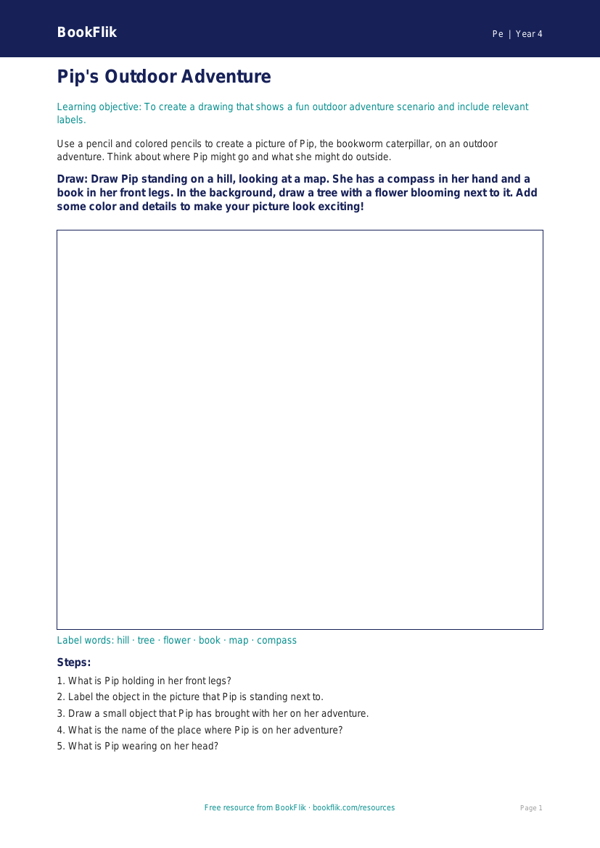 Free Outdoor Adventures Drawing Sheet | Grade 3 | Physical Education | BookFlik worksheet preview — Pe Outdoor Adventures