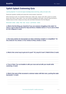 Free Swimming Quiz | Grade 3 | Physical Education | BookFlik