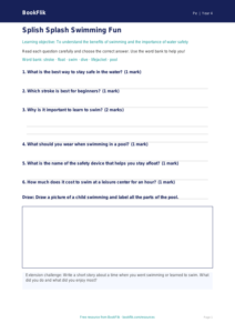 Free Swimming Worksheet for Grade 3 | Physical Education | BookFlik