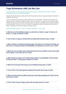 Free Yoga Quiz for Grade 3 | Physical Education | BookFlik