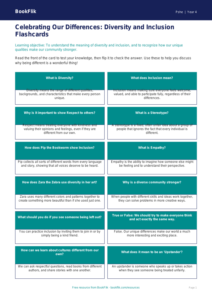 Free Diversity And Inclusion Flashcards | Grade 3 | Health & Wellness | BookFlik