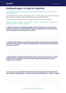 Free Friendship Writing Frame | Grade 3 | Health & Wellness | BookFlik