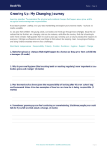 Free Growing Up Assessment | Grade 3 | Health & Wellness | BookFlik