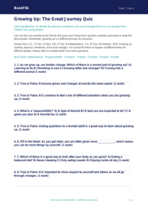 Free Growing Up Quiz | Grade 3 | Health & Wellness | BookFlik