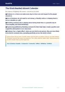 Health & Wellness kindness advent poster grade 3 core