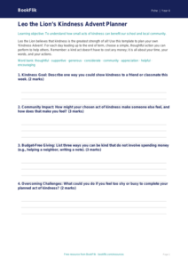 Free Kindness Advent Calendar Template for Grade 3 | BookFlik
