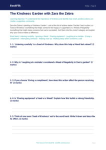 Free Kindness Activity Sheet | Grade 3 | Health & Wellness | BookFlik