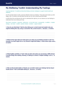 Free Mental Health Writing Frame for Grade 3 | BookFlik