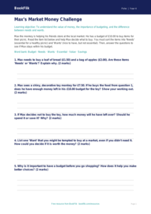 Free Money Activity Sheet | Grade 3 | Health & Wellness | BookFlik