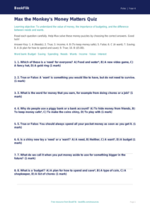 Free Money Quiz | Grade 3 | Health & Wellness | BookFlik