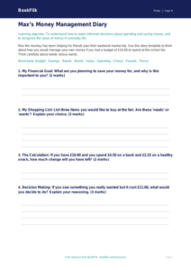 Free Money Template | Grade 3 | Health & Wellness | BookFlik