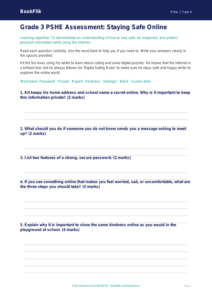 Free Online Safety Assessment | Grade 3 | Health & Wellness | BookFlik