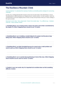 Free Resilience Activity Sheet | Grade 3 | Health & Wellness | BookFlik