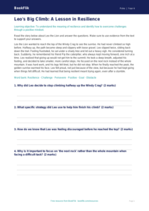Free Resilience Comprehension | Grade 3 | Health & Wellness | BookFlik