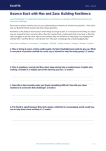 Free Resilience Worksheet | Grade 3 | Health & Wellness | BookFlik
