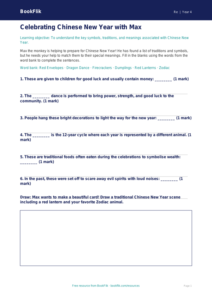 Free Chinese New Year Activity Sheet | Grade 3 | Social Studies | BookFlik