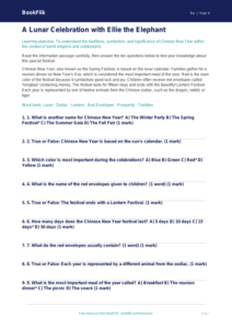 Free Chinese New Year Quiz | Grade 3 | Social Studies | BookFlik