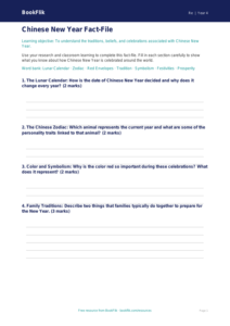 Free Chinese New Year Template | Grade 3 | Social Studies | BookFlik