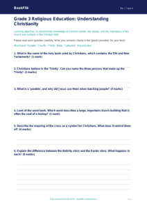 Free Christianity Assessment | Grade 3 | Social Studies | BookFlik