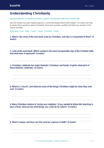 Free Christianity Worksheet | Grade 3 | Social Studies | BookFlik
