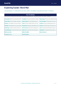 Free Easter Word Mat | Grade 3 | Social Studies | BookFlik