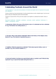 Free Festivals Writing Frame | Grade 3 | Social Studies | BookFlik
