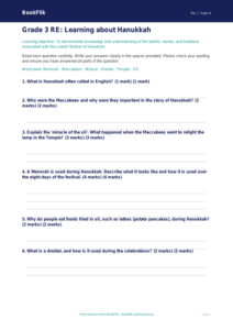 Free Hanukkah Assessment | Grade 3 | Social Studies | BookFlik