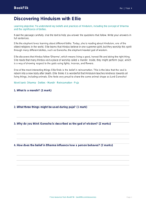 Free Hinduism Comprehension | Grade 3 | Social Studies | BookFlik